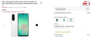 Samsung Galaxy A26 5G de 8GB/256GB por 228,65€