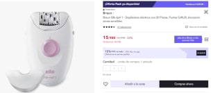 Depiladora Eléctrica Mujer con cable con un accesorio Braun Silk-épil 1 por 10.99€