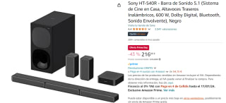 Barra de sonido - HTS40R.CEL, Surround 5.1, Subwoofer, Altavoces traseros inalámbricos, HDMI, Bluetooth, 600 W, por 216.5€