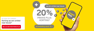 20% korting op één artikel naar keuze met Praxis Plus