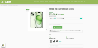 APPLE IPHONE 15 128GB Verde por solo 759€