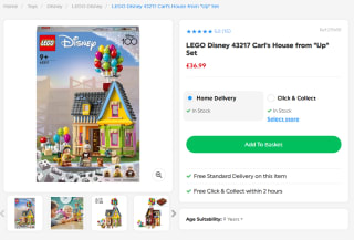 Score a Lego Disney Carl's house from "Up" set for £36.99 at Smyths Toys