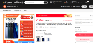 Smartphone 6.74" Xiaomi POCO C65 - HD+ 90Hz, Helio G85, RAM 6 Go, 128 Go, 50MP, 5000 mAh à 125,01€
