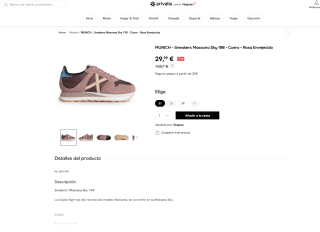 MUNICH Sneakers Massana Sky 198 Cuero Rosa Envejecido por solo 29,99€