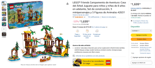 LEGO Friends Campamento de Aventura: Casa del Árbol en $1,700 | Amazon