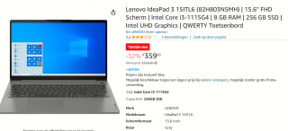 Lenovo IdeaPad 3 15ITL6 (82H803N5MH) voor €359 bij Amazon