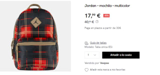 Mochila Nike Air Jordan por 17.99€