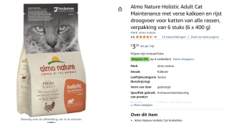 [Prijsfout] 6x 400g Almo Nature Holistic Adult Cat Maintenance met verse kalkoen en rijst voor €3,99 bij Amazon NL