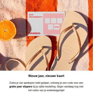 Gratis paar slippers bij je vijfde bestelling bij Havaianas