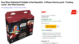 Star Wars: Unlimited - Twilight of the Republic Two-Player Starter voor €20,69 bij Bol