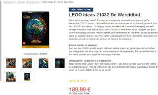 Lego Ideas wereldbol voor €189 bij Proshop