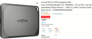 Crucial X9 Pro 4TB externe SSD voor €209,99 bij Amazon