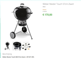 Weber Original Kettle E-5730 57 cm Zwart voor €170 bij Fransdewitte