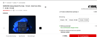 SAMSUNG Galaxy Book4 Pro Grijs - 14 inch - Intel Core Ultra 7 - 16 GB - 512 GB voor €1.099 bij de Mediamarkt