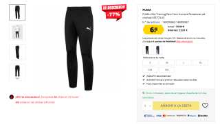 PUMA LIGA Training Pant Core Hombre Pantalones de chándal por 6,99€
