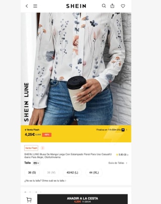 Blusa SHEIN LUNE de manga larga con estampado floral por solo 4,25€