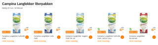 Campina Langlekker literpakken voor €099 bij de AH in België