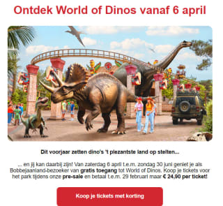 Dagtickets voor Bobbejaanland aan €24,90 per ticket