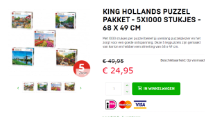 King Hollands Puzzel Pakket - 5x1000 Stukjes - 68 x 49 cm voor €24,95 bij Dagknaller