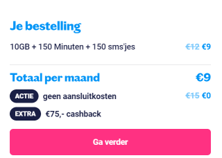 €75,- cashback op een Sim Only 2 jarig abonnement van Lebara voor Lidl plus klanten