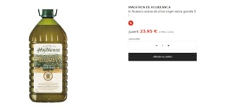 Aceite de oliva virgen extra, garrafa 5 l de Maestros de Hojiblanca a 23,95€