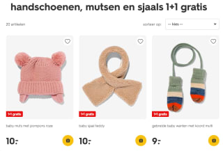 1+1 gratis op baby winteraccessoires
