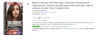 2 Botes de Revlon Colorstay Tinte Pelo Mujer, Coloración Permanente de larga duración, Incluye mascarilla potenciadora del color, Hasta 8 semanas de color, Tono 5 Castaño Claro por 6.16€