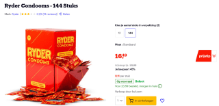 Ryder Condooms- 144 Stuks voor €16,49 bij Bol.com