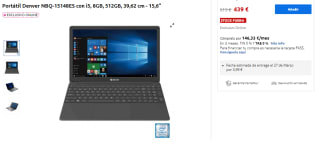 Ordenador Portátil Denver NBQ-15148ES con i5, 8GB, 512GB, 39,62 cm - 15,6" por 439€