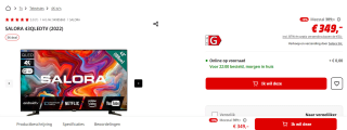 Salora 43QLEDTV 43inch voor €349 bij de Mediamarkt