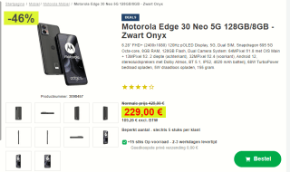 Motorola Edge 30 Neo - 128GB - Zwart voor €229 bij Proshop