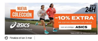 10% descuento en nueva coleccións Asics desde Private Sport Shop
