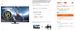 TV Samsung QE55QN95DATXXC 55" Neo QLED UltraHD 4K Neo Quantum HDR por 1.099€