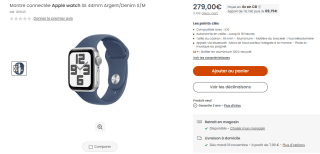 Montre connectée APPLE WATCH SE 44mm Argent/Denim S/M à 279€