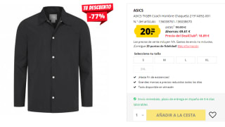 Chaqueta para Hombre ASICS TIGER Coach por 20.39€