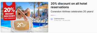 20% korting op hotelverblijven via Corendon
