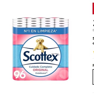 Scottex Orginal Papel Higiénico 96 rollos por 17,29€
