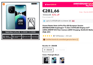 Xiaomi Redmi Note 14 Pro+ 5G 8GB/256GB voor €281,66 bij Aliexpress