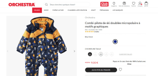Combi-pilote de ski doublée micropolaire à motifs graphiques à 9€
