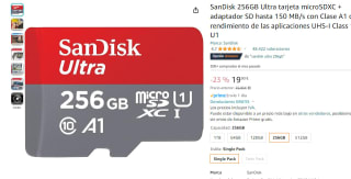 SanDisk 256GB Ultra tarjeta microSDXC + adaptador SD por 19,90€