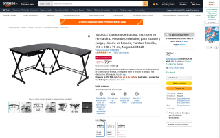 Escritorio esquinero VASAGLE de 150 x 138 x 75cm por 79,99€