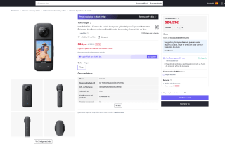 Cámara Insta 360 X3 a tan solo 324,59€