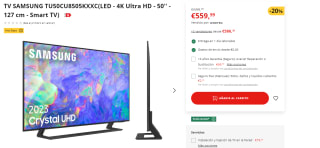 Television SAMSUNG TU50CU8505KXXC(LED - 4K Ultra HD - 50'' - 127 cm - Smart TV) por 559.99€