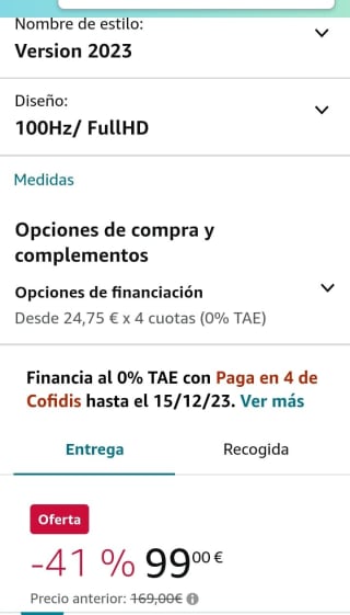 SAMSUNG LS24C332GAUXEN – Monitor S3 S33GC 24” por 99€.