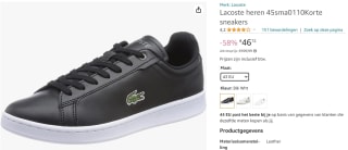 Lacoste herensneakers zwart voor €46,72 bij Amazon