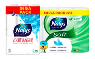 Nalys Keukenpapier pak 12 rollen of toiletpapier soft Pak 24 rollen voor €6 bij de Plus