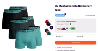 Muchachomalo heren boxershort 'Solid' 3- pack (verschillende sets) voor €19,95 bij Ibood