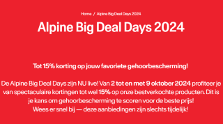 Tot 15% korting op gehoorbescherming bestsellers bij Alpine