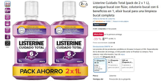 Pack 2 Listerines Cuidado Total de 1 litro por 8,12€