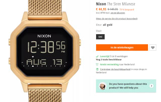 Nixon The Siren Milanese gold digitaal horloge voor €44,95 bij Blue Tomato